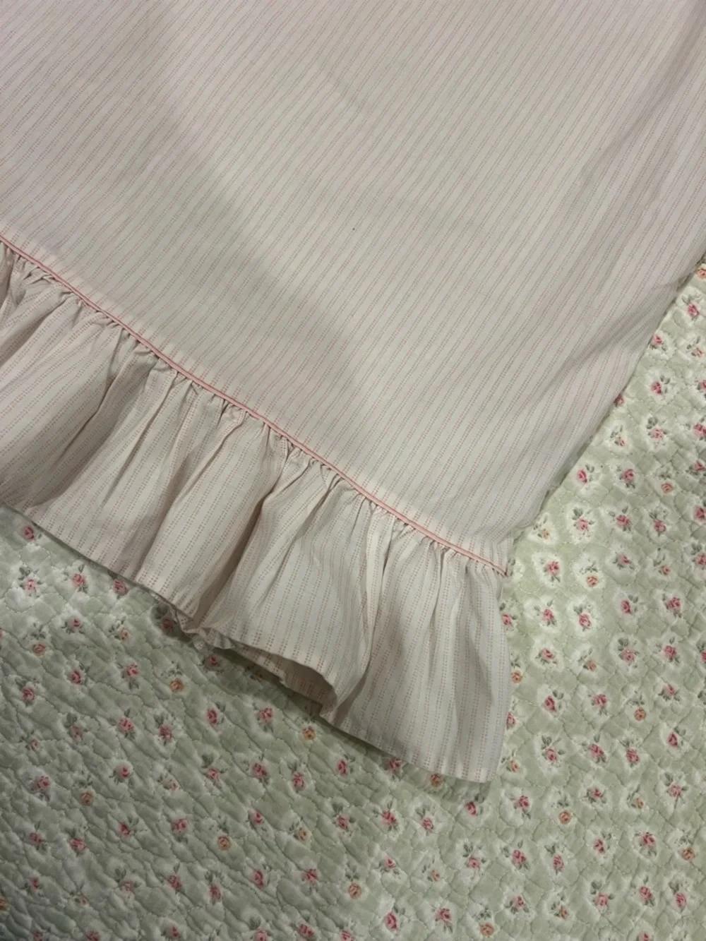Laura Ashley Pink Stripe Ruffled Pillowcase